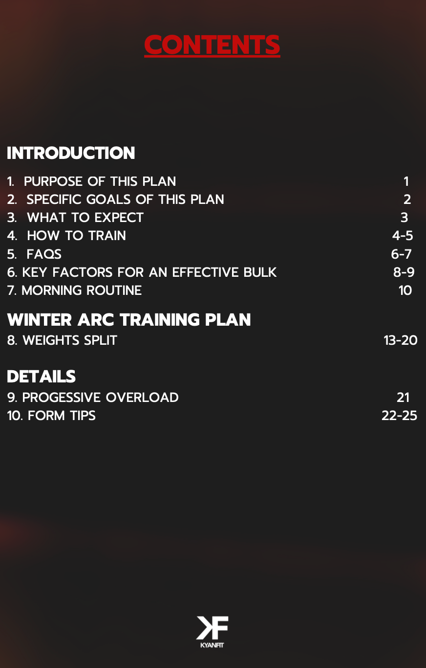 Winter Arc Bulking Plan