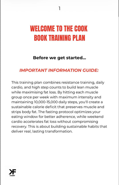 Josh's Exclusive Cook Book Training Plan
